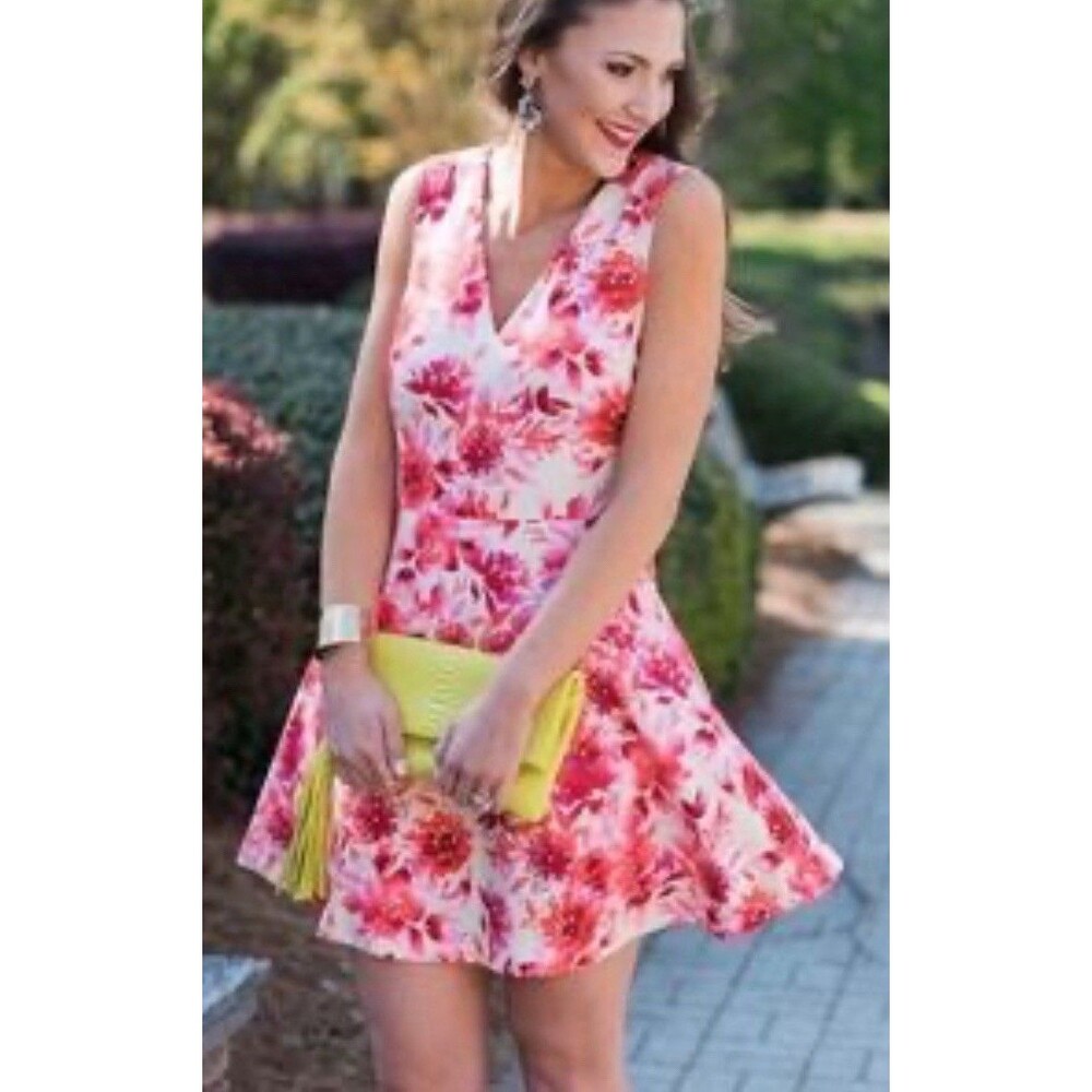 Felicity & Coco Floral Sleeveless Sundress Mini Pink Orange-S